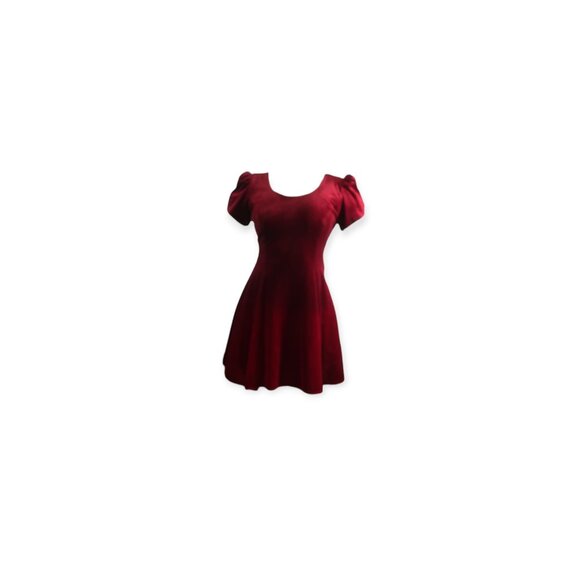 ❤️ Vintage Red Velvet Skater Dress ❤️ - Picture 3 of 13